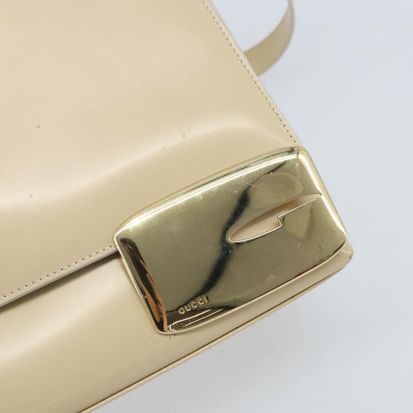 GUCCI Shoulder Bag Patent leather Ivory Gold 001 3444 1812 Auth 170293