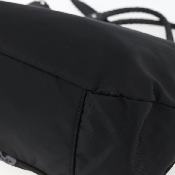 Salvatore Ferragamo Tote Bag Nylon 2way Black Gold Auth 170295