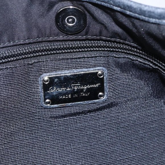 Salvatore Ferragamo Tote Bag Nylon 2way Black Gold Auth 170295