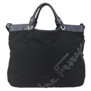 Salvatore Ferragamo Tote Bag Nylon 2way Black Gold Auth 170295-13