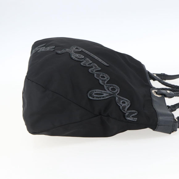 Salvatore Ferragamo Tote Bag Nylon 2way Black Gold Auth 170295