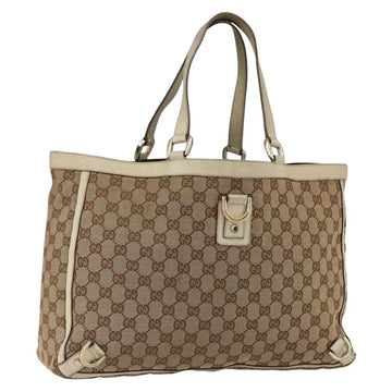GUCCI GG Canvas Tote Bag Beige Gold 141472 Auth 170296