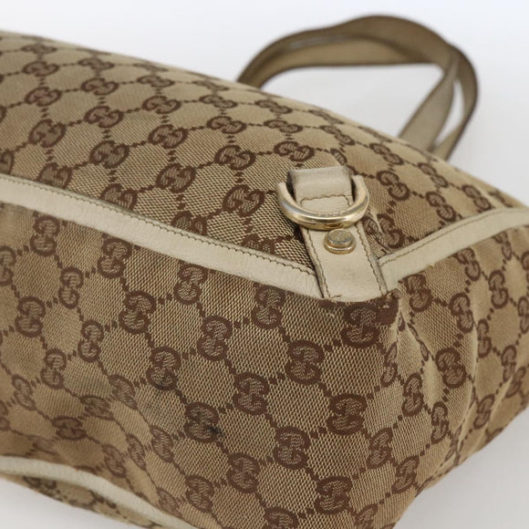 GUCCI GG Canvas Tote Bag Beige Gold 141472 Auth 170296