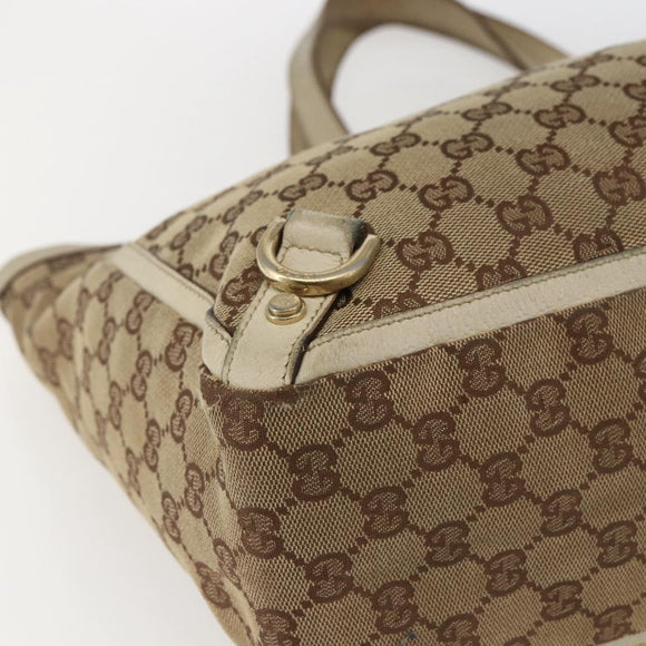 GUCCI GG Canvas Tote Bag Beige Gold 141472 Auth 170296