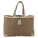 GUCCI GG Canvas Tote Bag Beige Gold 141472 Auth 170296-13