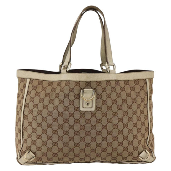 GUCCI GG Canvas Tote Bag Beige Gold 141472 Auth 170296