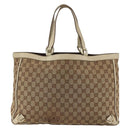 GUCCI GG Canvas Tote Bag Beige Gold 141472 Auth 170296-2