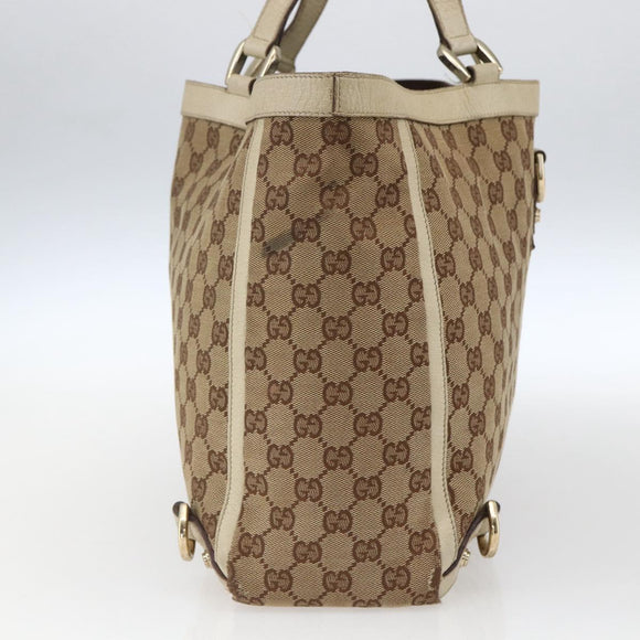 GUCCI GG Canvas Tote Bag Beige Gold 141472 Auth 170296