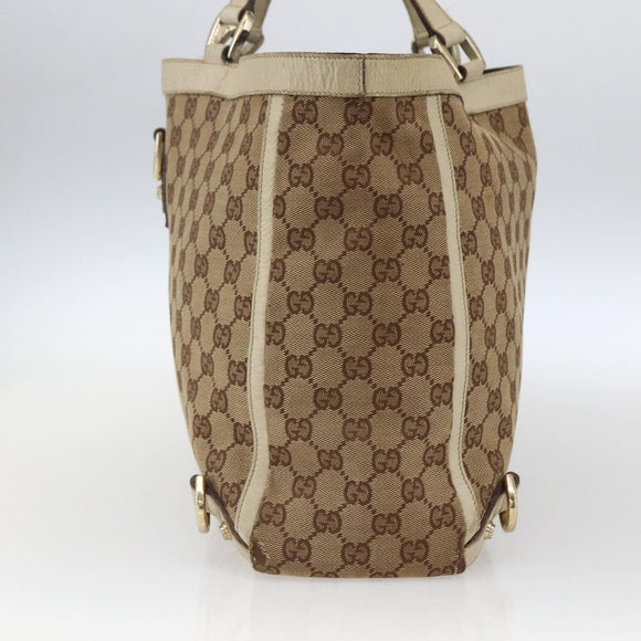 GUCCI GG Canvas Tote Bag Beige Gold 141472 Auth 170296