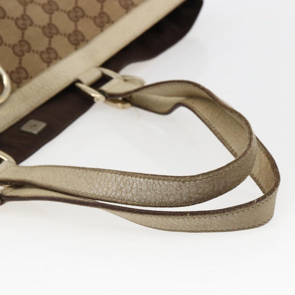 GUCCI GG Canvas Tote Bag Beige Gold 141472 Auth 170296