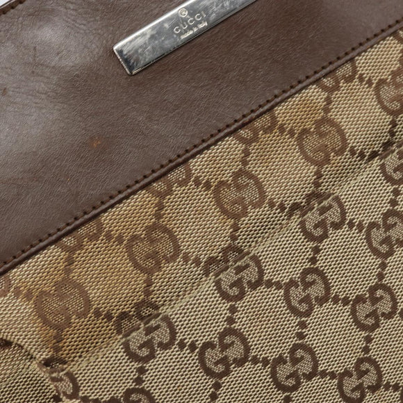 GUCCI GG Canvas Shoulder Bag Beige Silver 27639 Auth 170299