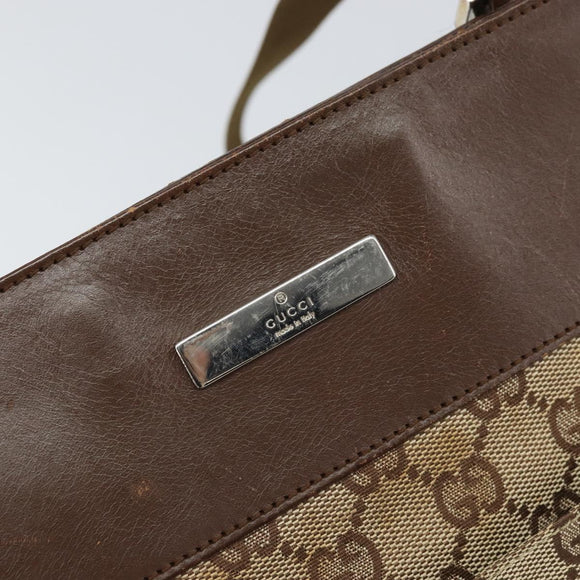 GUCCI GG Canvas Shoulder Bag Beige Silver 27639 Auth 170299