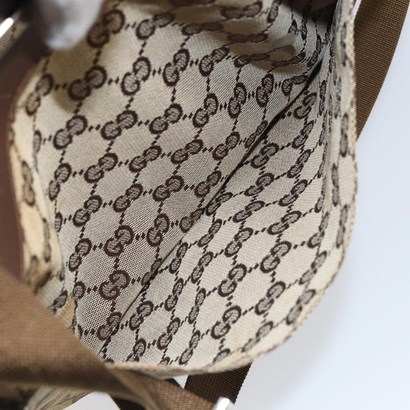 GUCCI GG Canvas Shoulder Bag Beige Silver 27639 Auth 170299