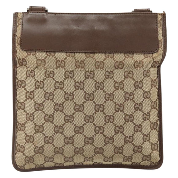 GUCCI GG Canvas Shoulder Bag Beige Silver 27639 Auth 170299
