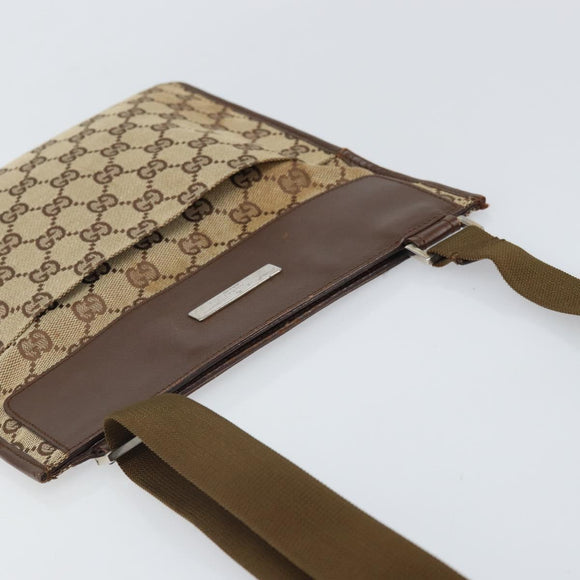 GUCCI GG Canvas Shoulder Bag Beige Silver 27639 Auth 170299