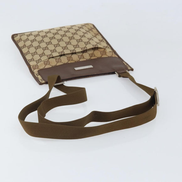 GUCCI GG Canvas Shoulder Bag Beige Silver 27639 Auth 170299