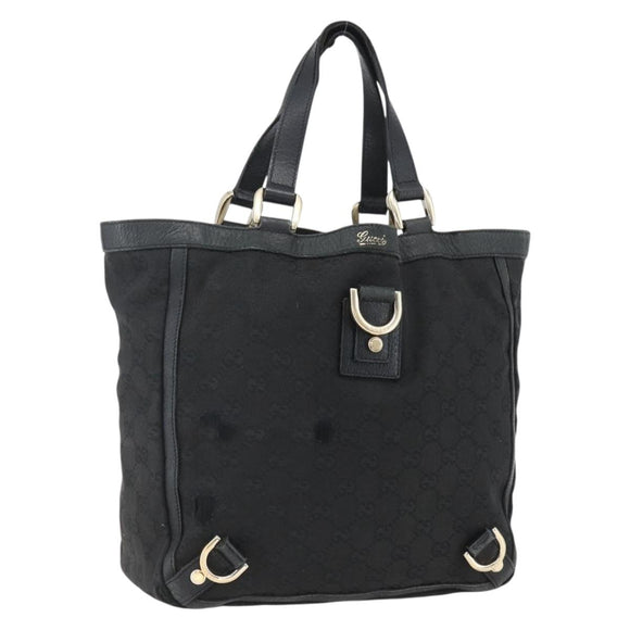 GUCCI GG Canvas Abbey Tote Tas Zwart Goud 130739 Auth 170301