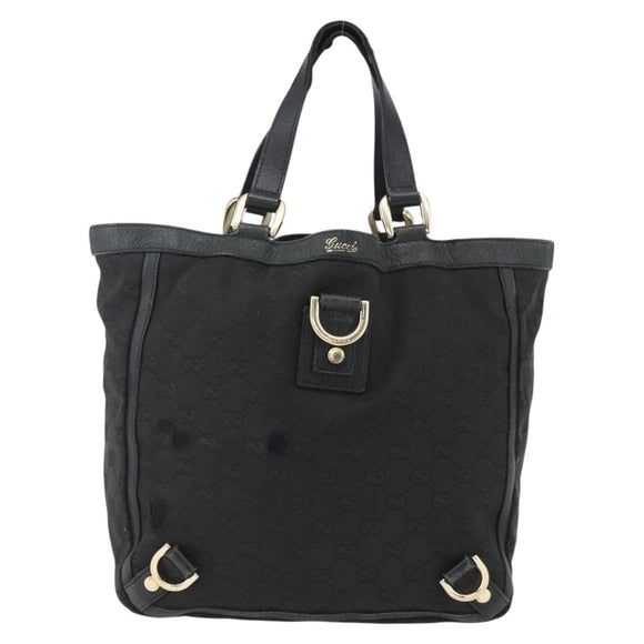 GUCCI GG Canvas Abbey Tote Bag Black Gold 130739 Auth 170301