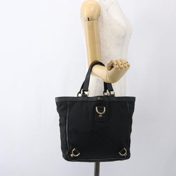 GUCCI GG Canvas Abbey Tote Tas Zwart Goud 130739 Auth 170301