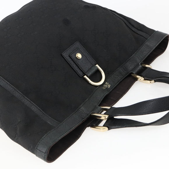 GUCCI GG Canvas Abbey Tote Tas Zwart Goud 130739 Auth 170301