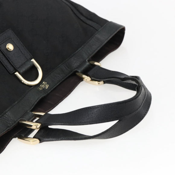 GUCCI GG Canvas Abbey Tote Bag Black Gold 130739 Auth 170301
