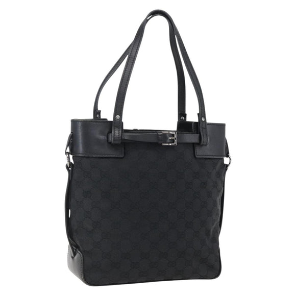 GUCCI GG Canvas Handtasche Schwarz Silber 107757 Auth 170302