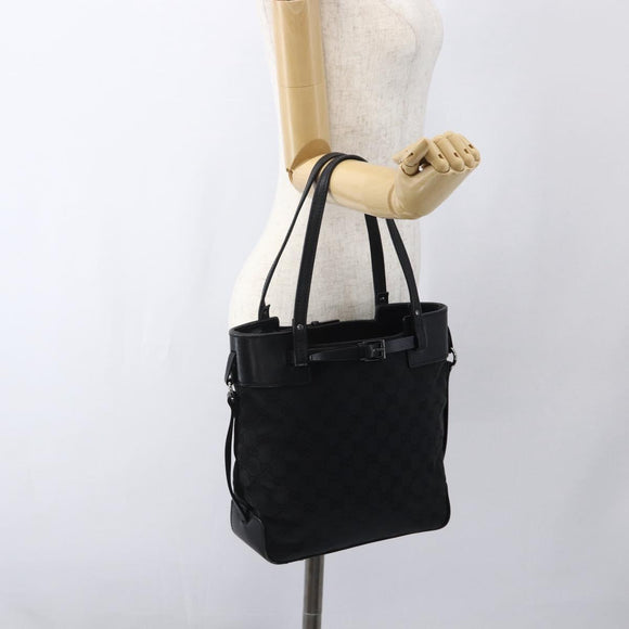 GUCCI GG Canvas Handtasche Schwarz Silber 107757 Auth 170302
