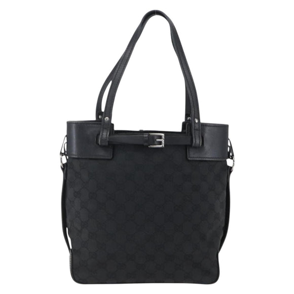 GUCCI GG Canvas Handtasche Schwarz Silber 107757 Auth 170302
