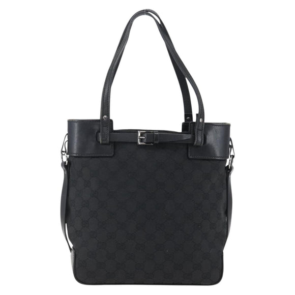 GUCCI GG Canvas Handtasche Schwarz Silber 107757 Auth 170302