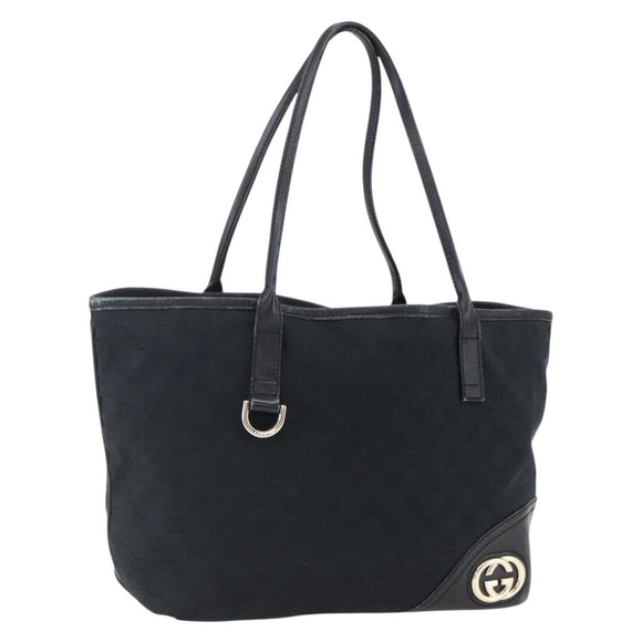 GUCCI GG Canvas Tote Bag Black Gold 169946 Auth 170305