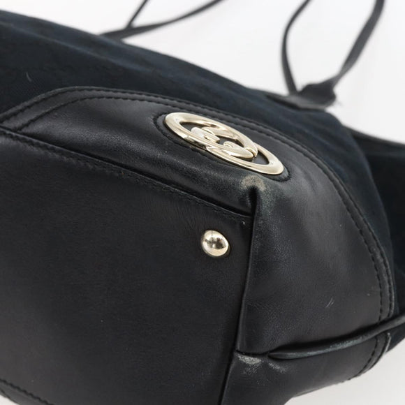 GUCCI GG Canvas Tote Bag Black Gold 169946 Auth 170305