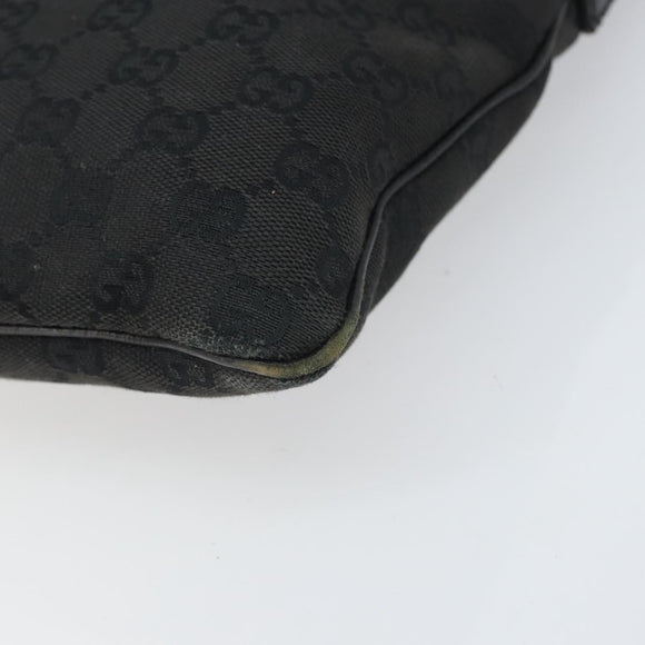 GUCCI GG Canvas Shoulder Bag Black Silver 113013 Auth 170306