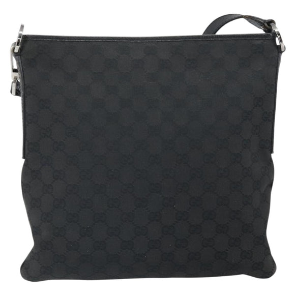 GUCCI GG Canvas Shoulder Bag Black Silver 113013 Auth 170306