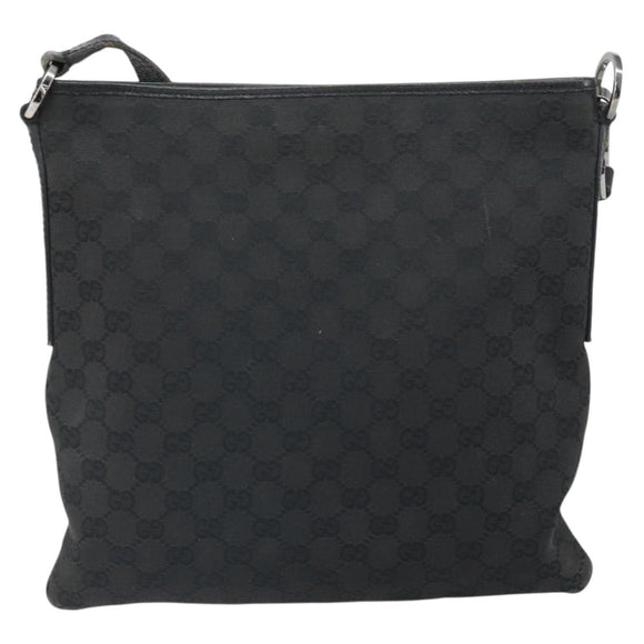GUCCI GG Canvas Shoulder Bag Black Silver 113013 Auth 170306