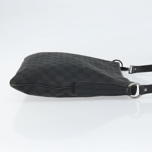 GUCCI GG Canvas Shoulder Bag Black Silver 113013 Auth 170306