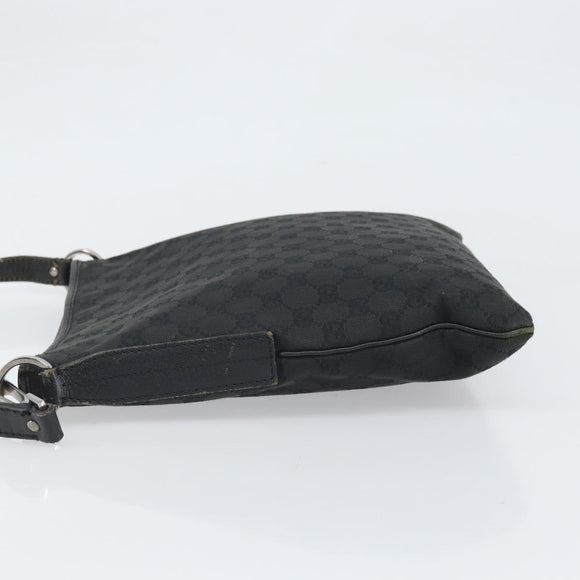 GUCCI GG Canvas Shoulder Bag Black Silver 113013 Auth 170306