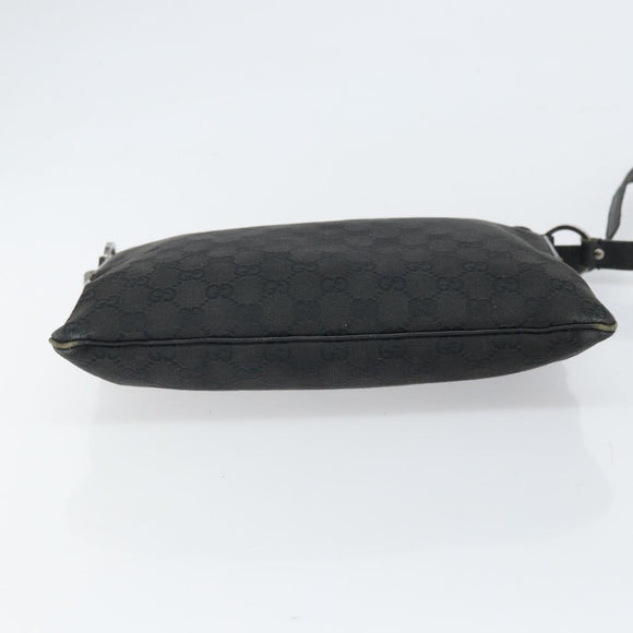 GUCCI GG Canvas Shoulder Bag Black Silver 113013 Auth 170306