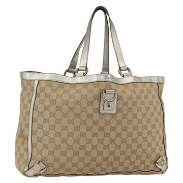 GUCCI GG Canvas Tote Bag Beige Gold 141472 Auth 170307