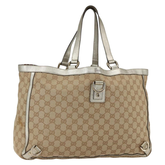 GUCCI GG Canvas Tote Bag Beige Gold 141472 Auth 170307