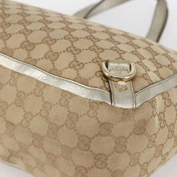 GUCCI GG Canvas Tote Bag Beige Gold 141472 Auth 170307