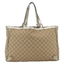 GUCCI GG Canvas Tote Bag Beige Gold 141472 Auth 170307-3