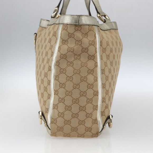 GUCCI GG Canvas Tote Bag Beige Gold 141472 Auth 170307