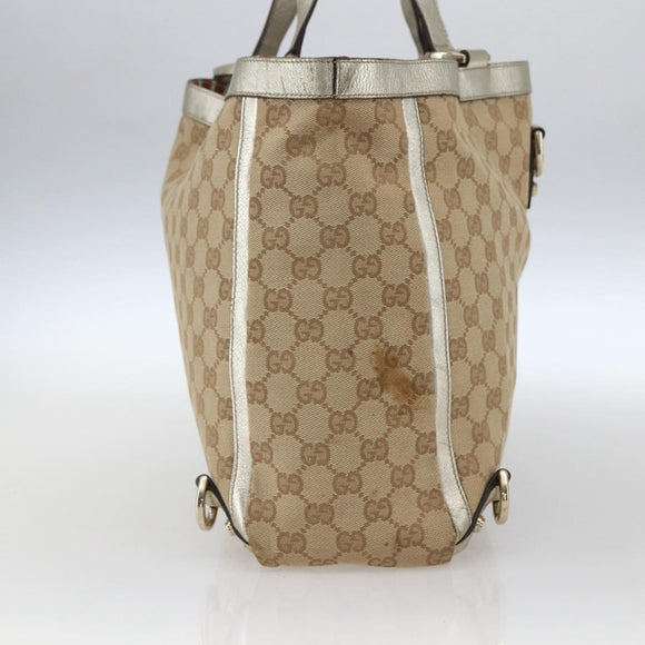 GUCCI GG Canvas Tote Bag Beige Gold 141472 Auth 170307