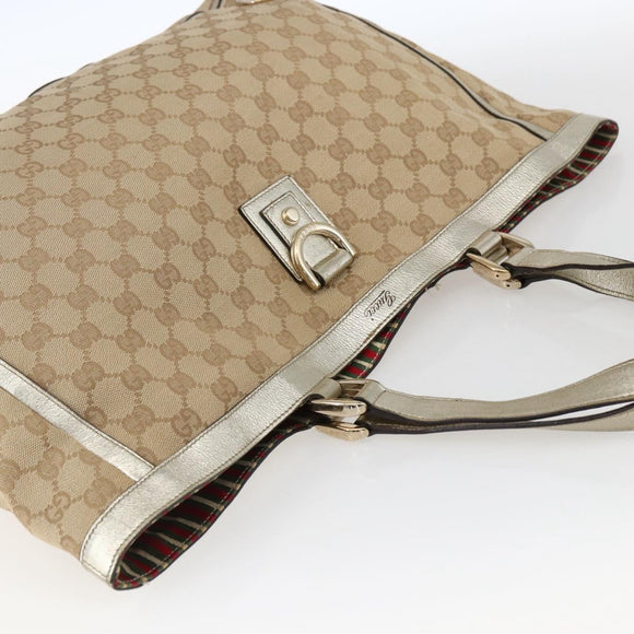GUCCI GG Canvas Tote Bag Beige Gold 141472 Auth 170307