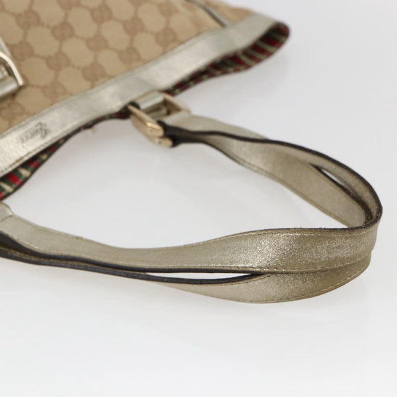 GUCCI GG Canvas Tote Bag Beige Gold 141472 Auth 170307