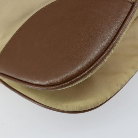 PRADA Shoulder Bag Nylon Beige Gold Auth 170308