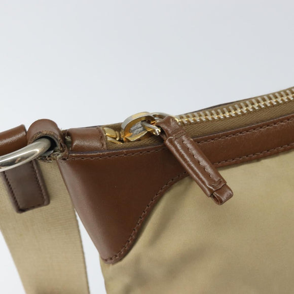 PRADA Shoulder Bag Nylon Beige Gold Auth 170308
