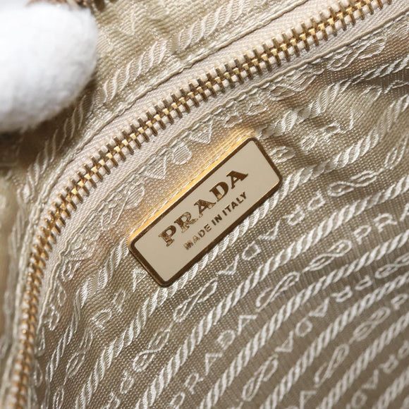 PRADA Shoulder Bag Nylon Beige Gold Auth 170308