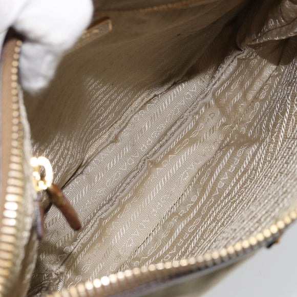 PRADA Shoulder Bag Nylon Beige Gold Auth 170308