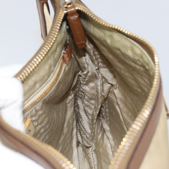 PRADA Shoulder Bag Nylon Beige Gold Auth 170308